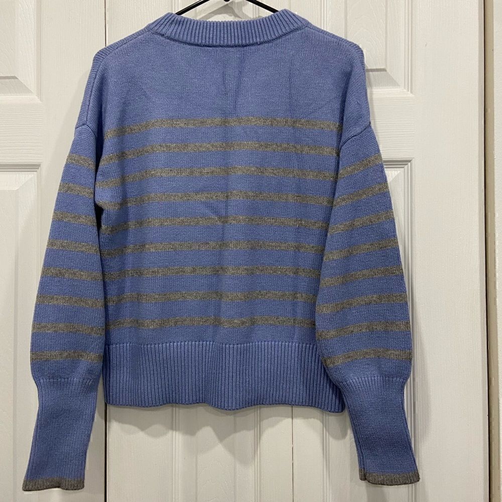 Philosophy Republic Clothing women’s blue sweater gray stripes size small - Picture 8 of 10